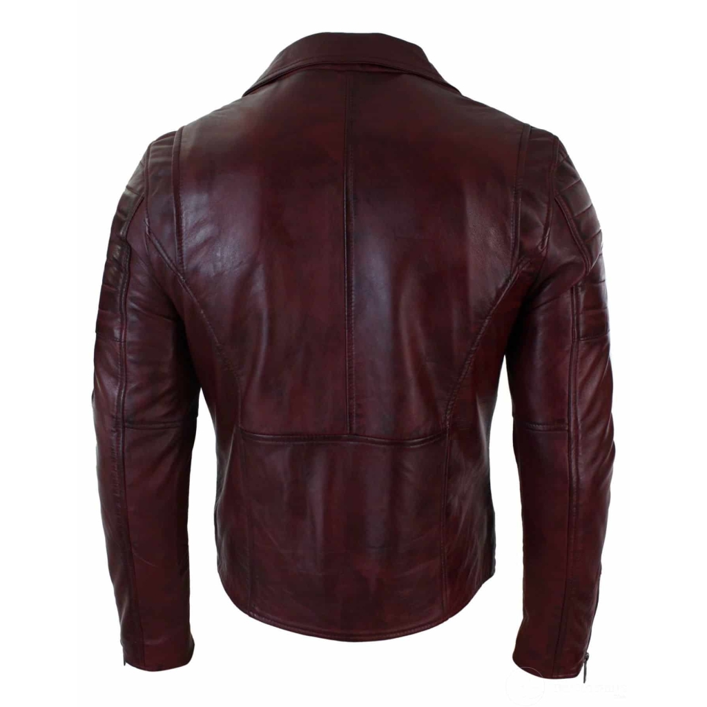 Real Leather Slim Fit Cross Zip Retro Vintage Brando Mens Jacket Vintage Biker Burgundy Buy 