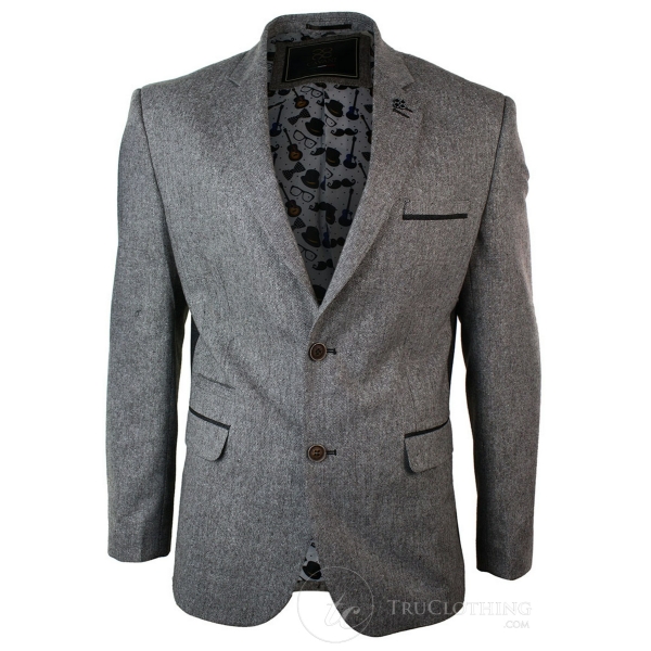 Herren Hellbraun Herringbone Tweed Vintage Slim Fit Blazer Smart Casual Jacke