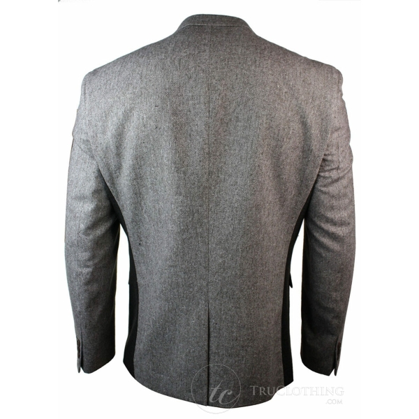 Mens Light Brown Herringbone Tweed Vintage Slim Fit Blazer Smart Casual Jacket