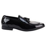 Mens Black Patent Shoes with Tassel - 10-UK