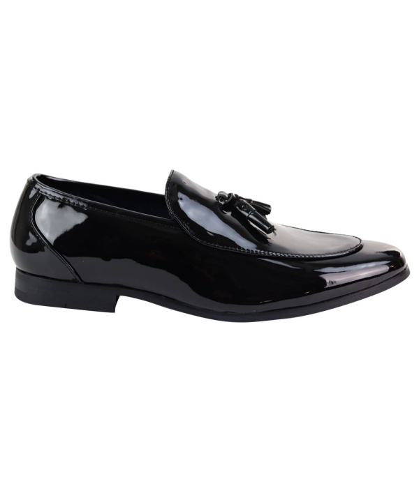 Mens Black Patent Shoes with Tassel