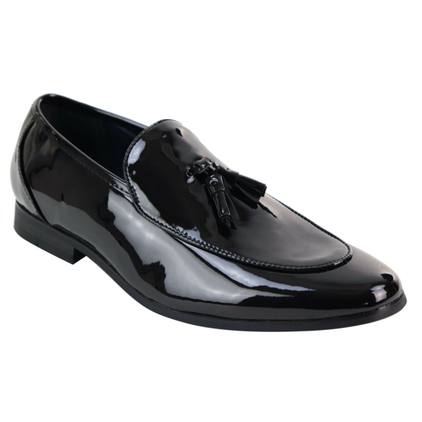 Mens Black Patent Shoes with Tassel