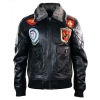 Mens Real Leather US Aviator Air Force Pilot Flying Bomber Jacket Black Fur Collar-Black