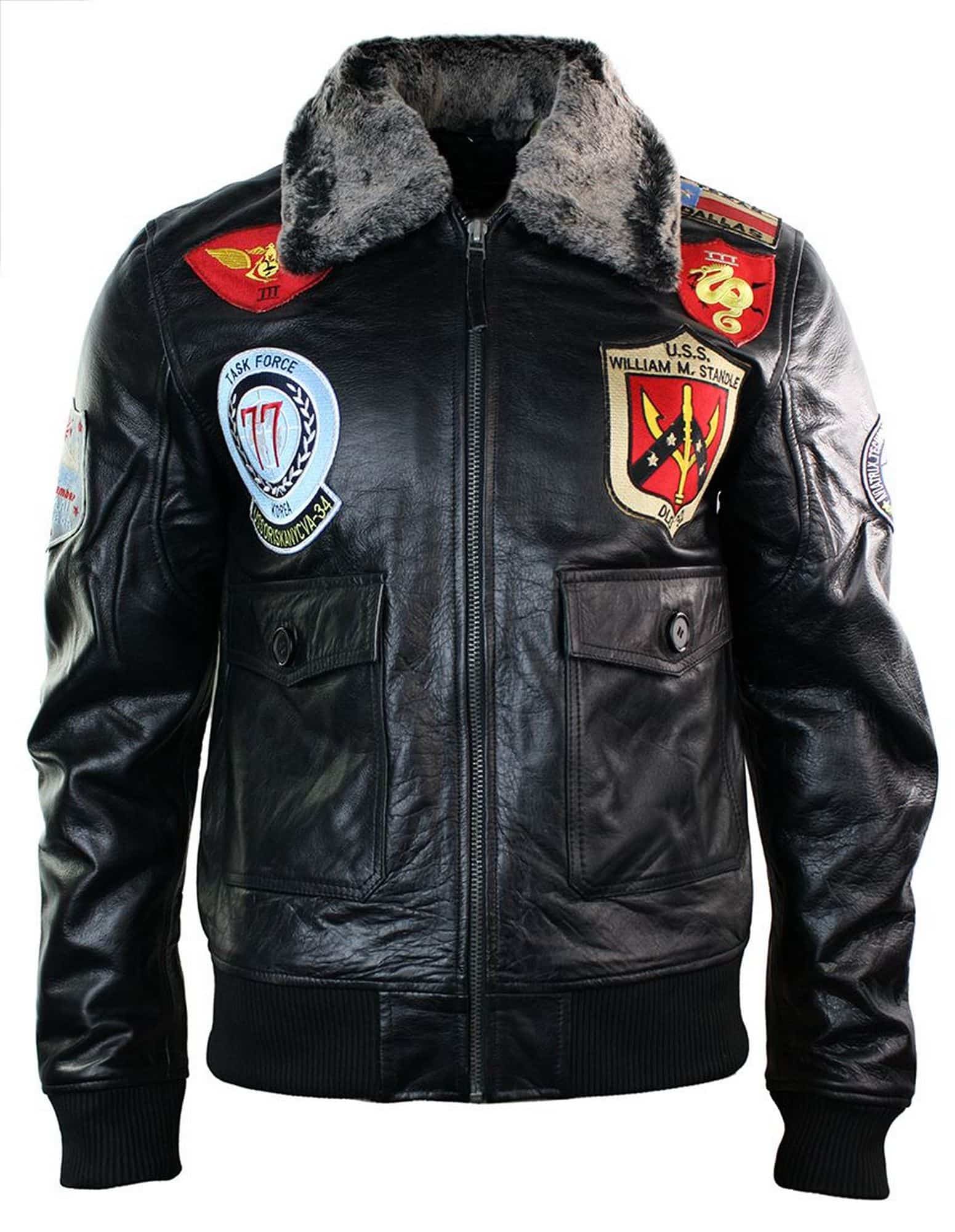 Mens Real Leather US Aviator Air Force Pilot Flying Bomber Jacket