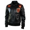 Mens Real Leather US Aviator Air Force Pilot Flying Bomber Jacket Black Fur Collar-Black