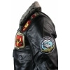 Mens Real Leather US Aviator Air Force Pilot Flying Bomber Jacket Black Fur Collar-Black