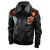 Mens Real Leather US Aviator Air Force Pilot Flying Bomber Jacket Black Fur Collar-Black