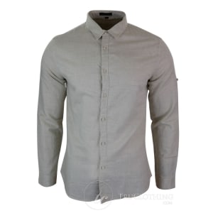 Z301 – Mens Summer Holiday Linen Collar Shirt Button Beach Light Slim Fit Half Full Sleeve – Beige