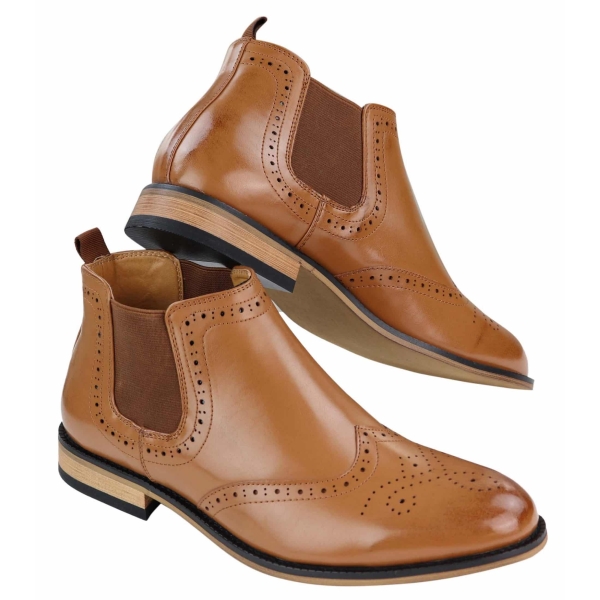 Men's Slip-On Brogue Boots
