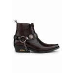 Mens Real Leather Cowboy Boots with Chain - 10, Brown