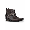 Mens Real Leather Cowboy Boots with Chain