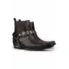 Mens Real Leather Cowboy Boots with Chain