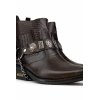 Mens Real Leather Cowboy Boots with Chain