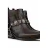 Mens Real Leather Cowboy Boots with Chain