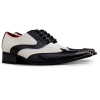 Mens Black & White Patent Shoes with Metal Toe
