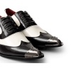 Mens Black & White Patent Shoes with Metal Toe