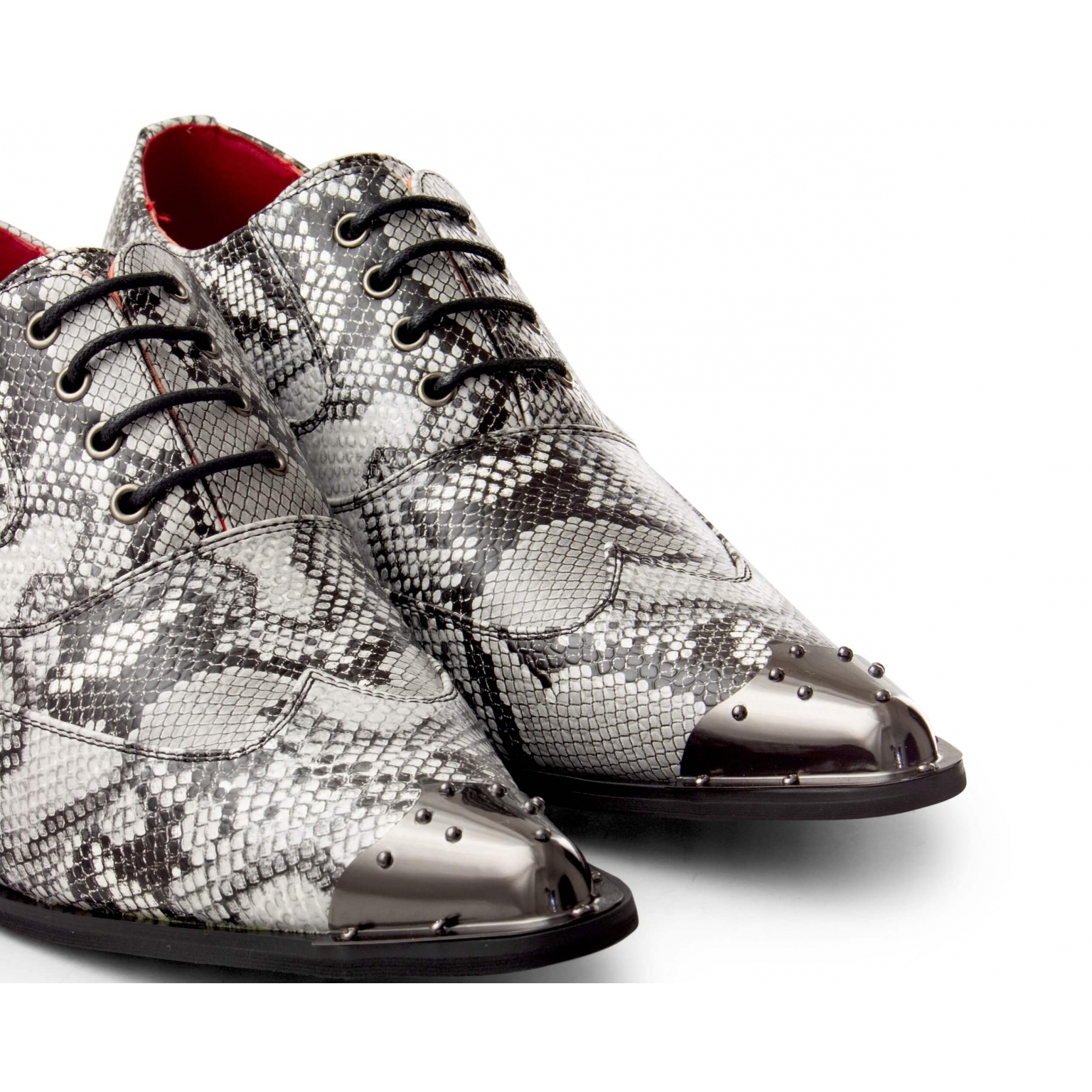 Mens Grey Snakeskin Design Shoes with Metal Toe: Buy Online - Happy