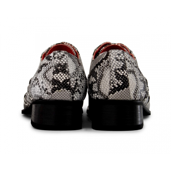 Mens Grey Snakeskin Design Shoes with Metal Toe