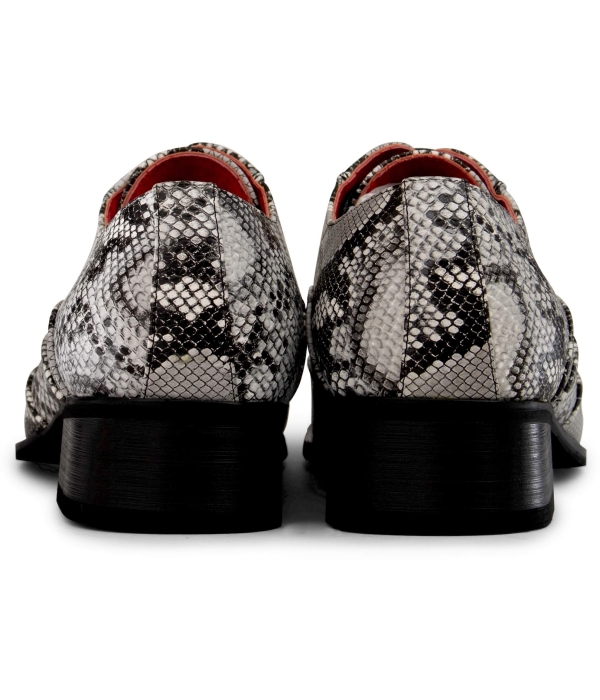 Mens Grey Snakeskin Design Shoes with Metal Toe