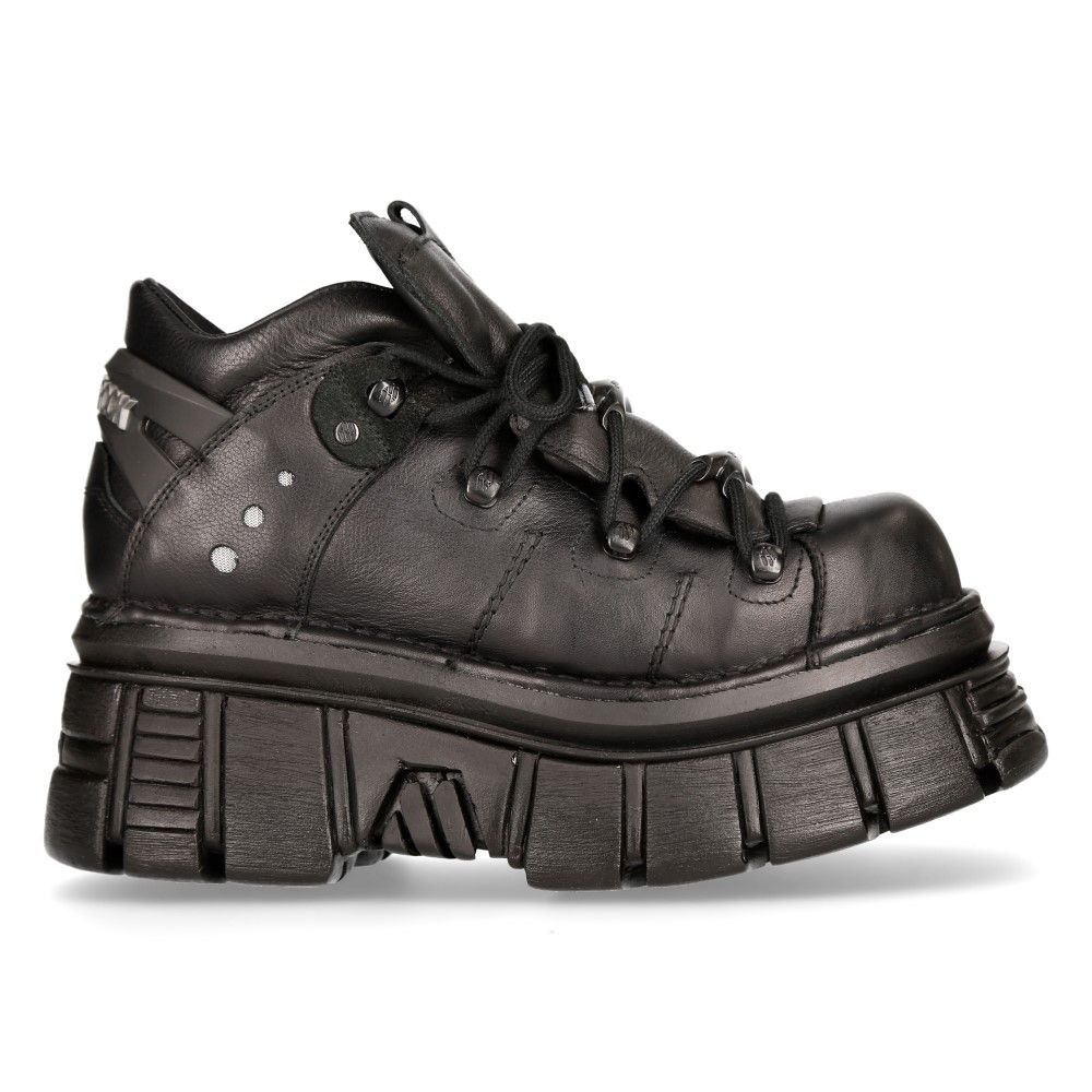 NEW ROCK 106N-S52 TOWER SHOES Metallic Black Leather Boots | Happy ...