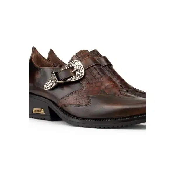 Mens Real Leather Riding Shoes with Buckle