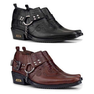 Mens Real Leather Riding Shoes with Chain