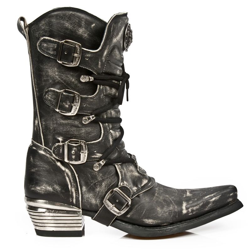 New Rock Men's Grey Dallas Leather Boots M.7993-S3 | Happy Gentleman