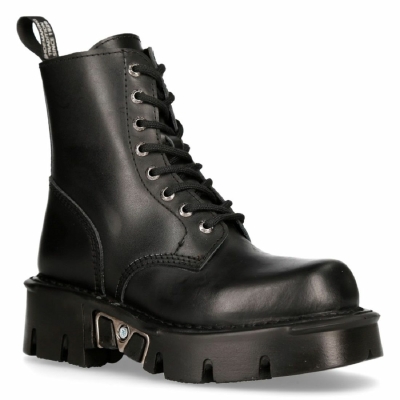 New Rock Mili-084N-S3 Black Gothic Boots Military Unisex 8 Hole Biker Shoes Goth