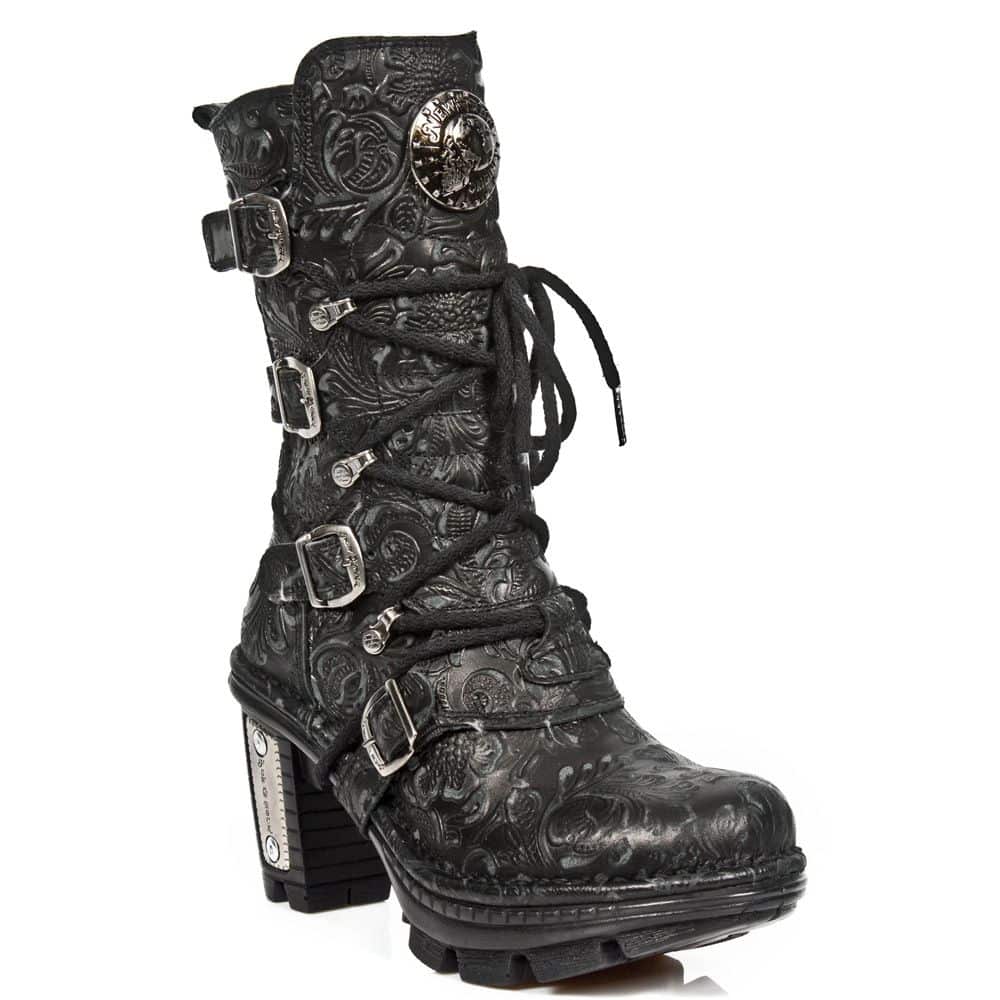 NewRock NEW ROCK NEOTR045-S1 BLACK LADIES TRAIL GOTHIC ROCK PUNK LEATHER BOOTS 