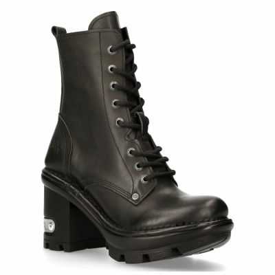 NEW ROCK NEOTYRE07X-S1 GOTH ROCK BOOTS Black Leather Wild Biker Shoes
