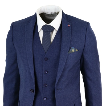 Mens Navy Blue Slim Fit 3 Piece Suit: Buy Online - Happy Gentleman