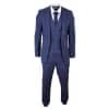 Mens Navy Blue Check 3 Piece Slim Fit Suit