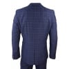 Mens Navy Blue Check 3 Piece Slim Fit Suit