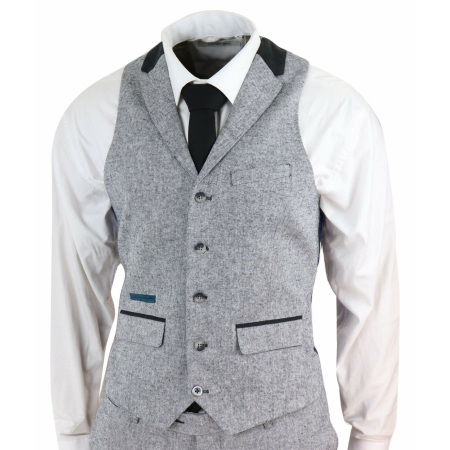 Men's 3 Piece Suit - Grey with Black Detailing: Buy Online - Happy ...