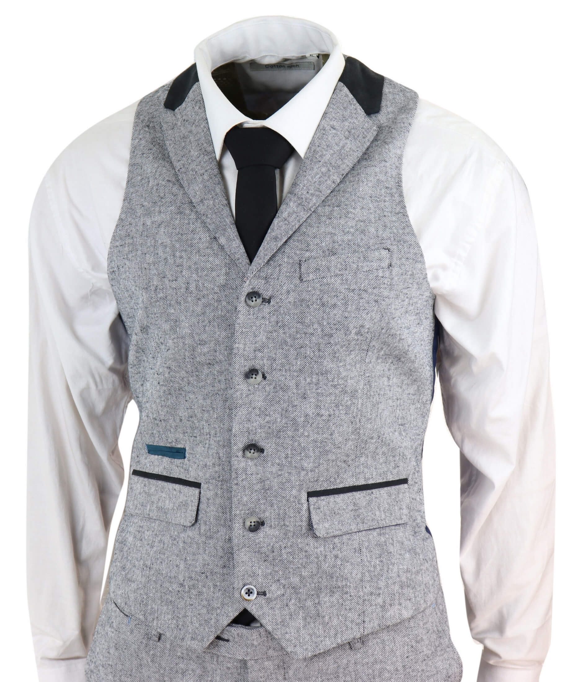 Men's 3 Piece Suit - Grey with Black Detailing: Buy Online - Happy ...