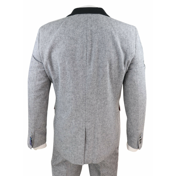 Men's 3 Piece Suit - Grey with Black Detailing
