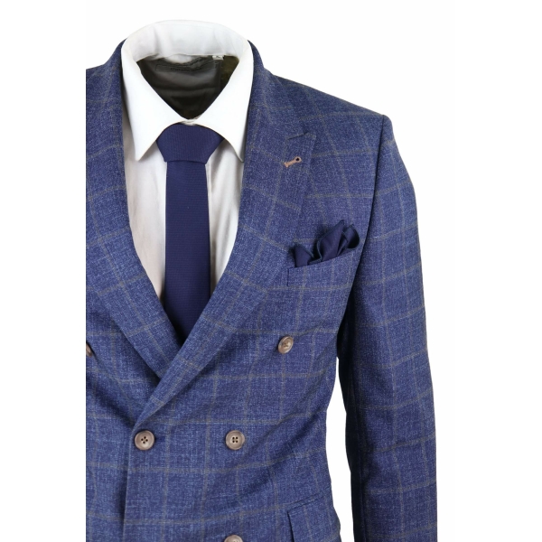Blue Check Double Breasted 2 Piece Suit