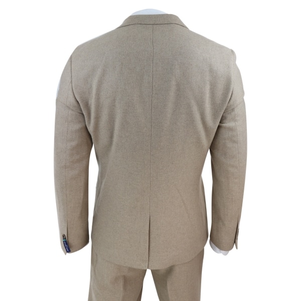 Men's Beige 3 Piece Wool Suit