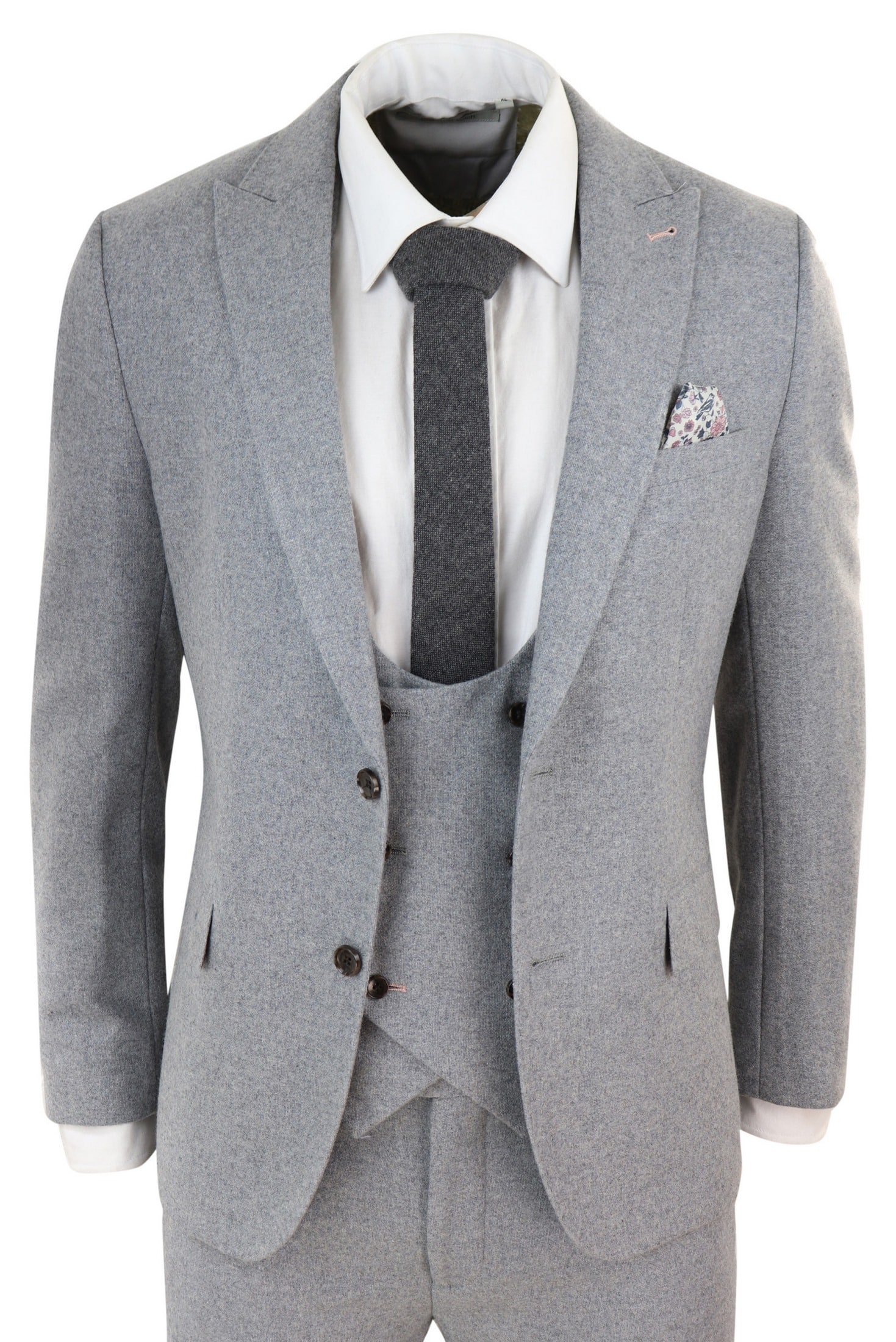 Men's Grey 3 Piece Wool Suit: Buy Online - Happy Gentleman United States