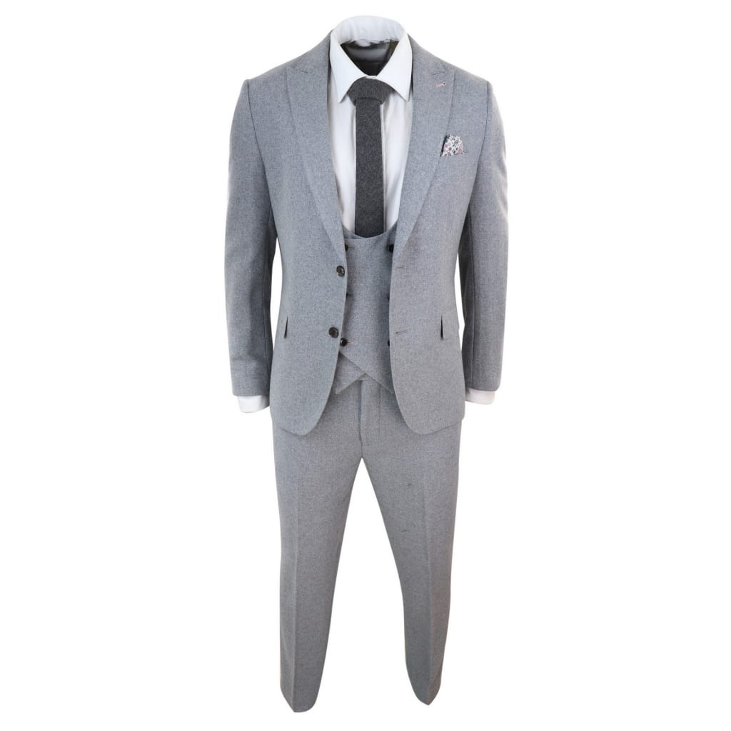 Men's Grey 3 Piece Wool Suit: Buy Online - Happy Gentleman