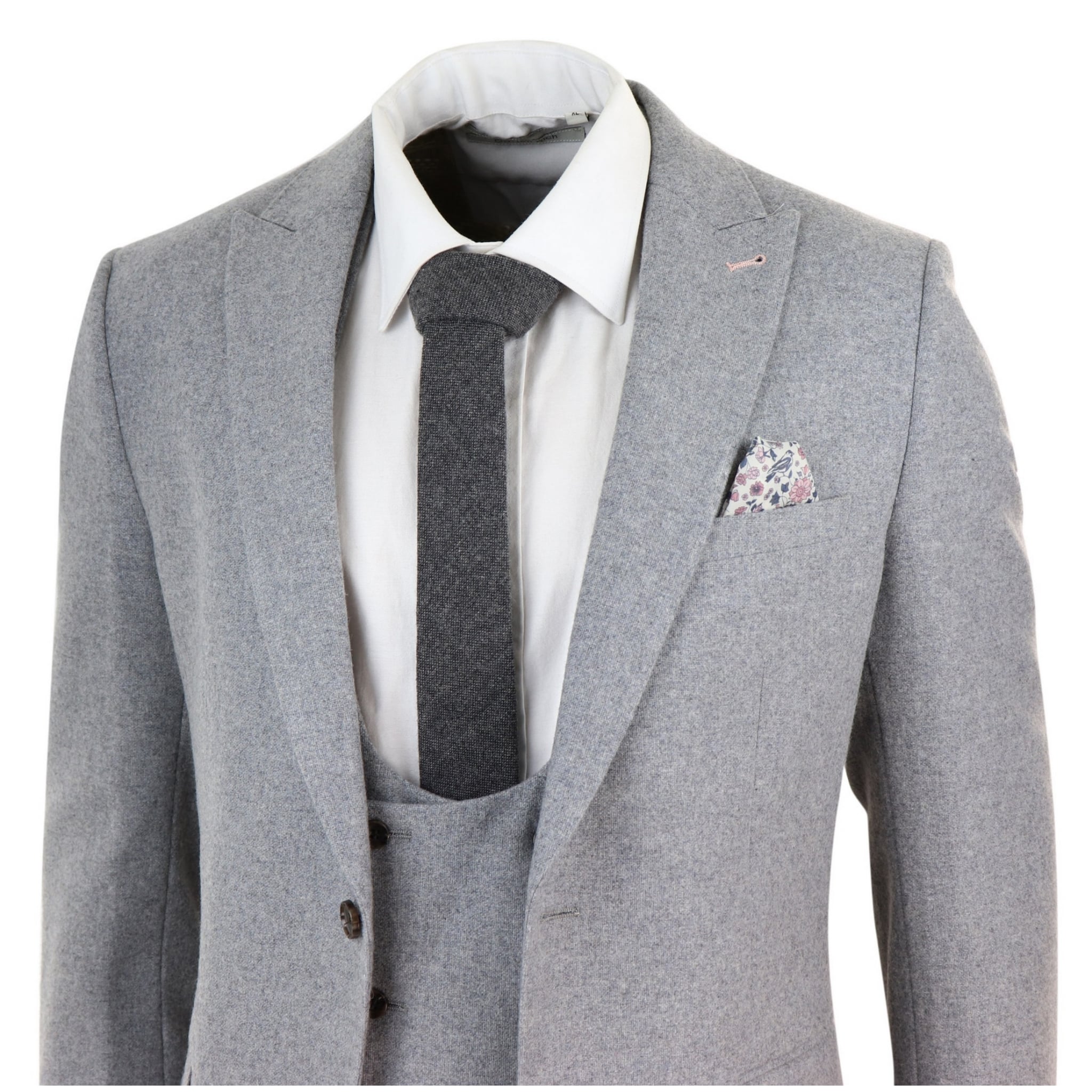 Men's Grey 3 Piece Wool Suit: Buy Online - Happy Gentleman