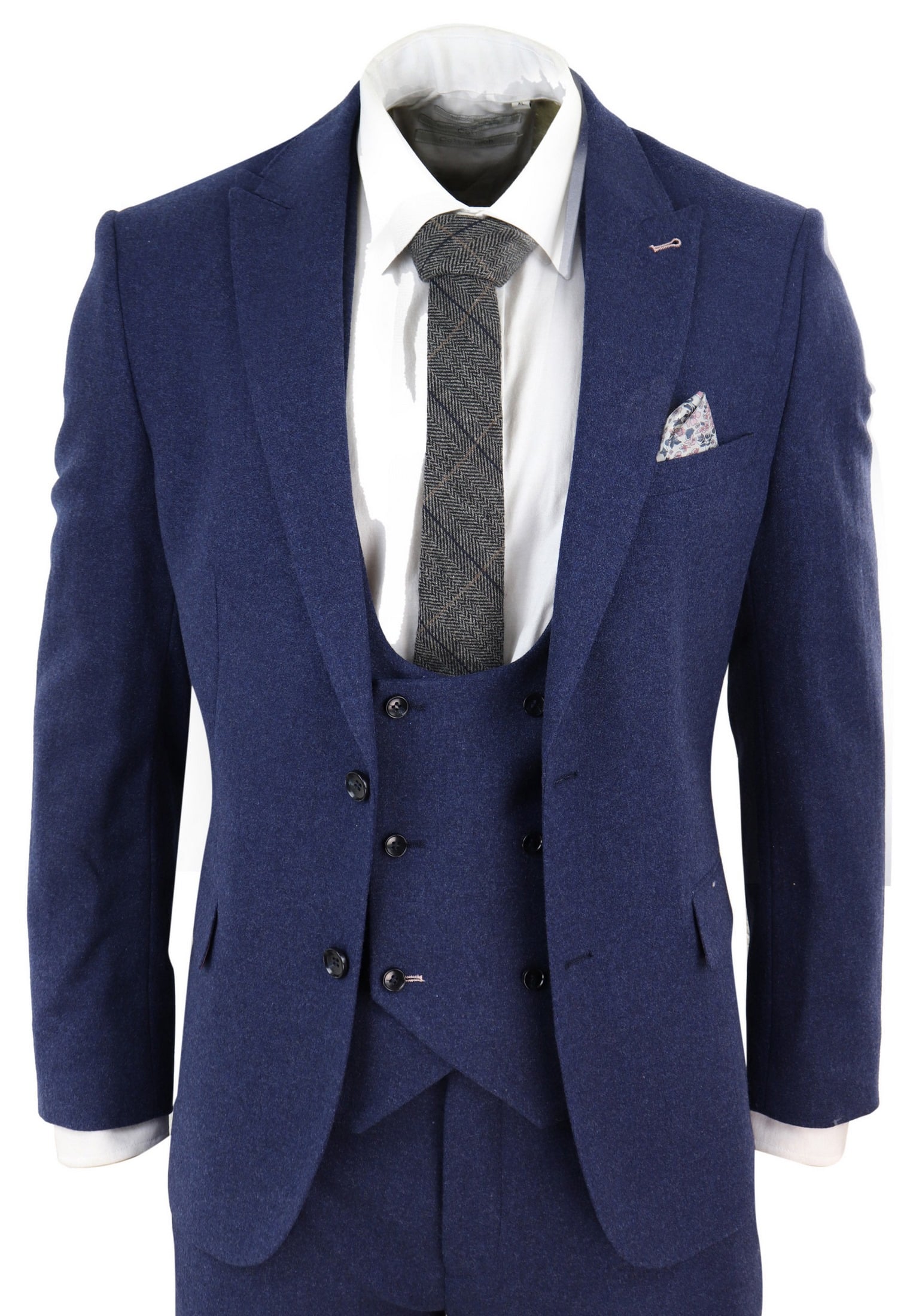Men S Navy Blue 3 Piece Wool Suit Buy Online Happy Gentleman