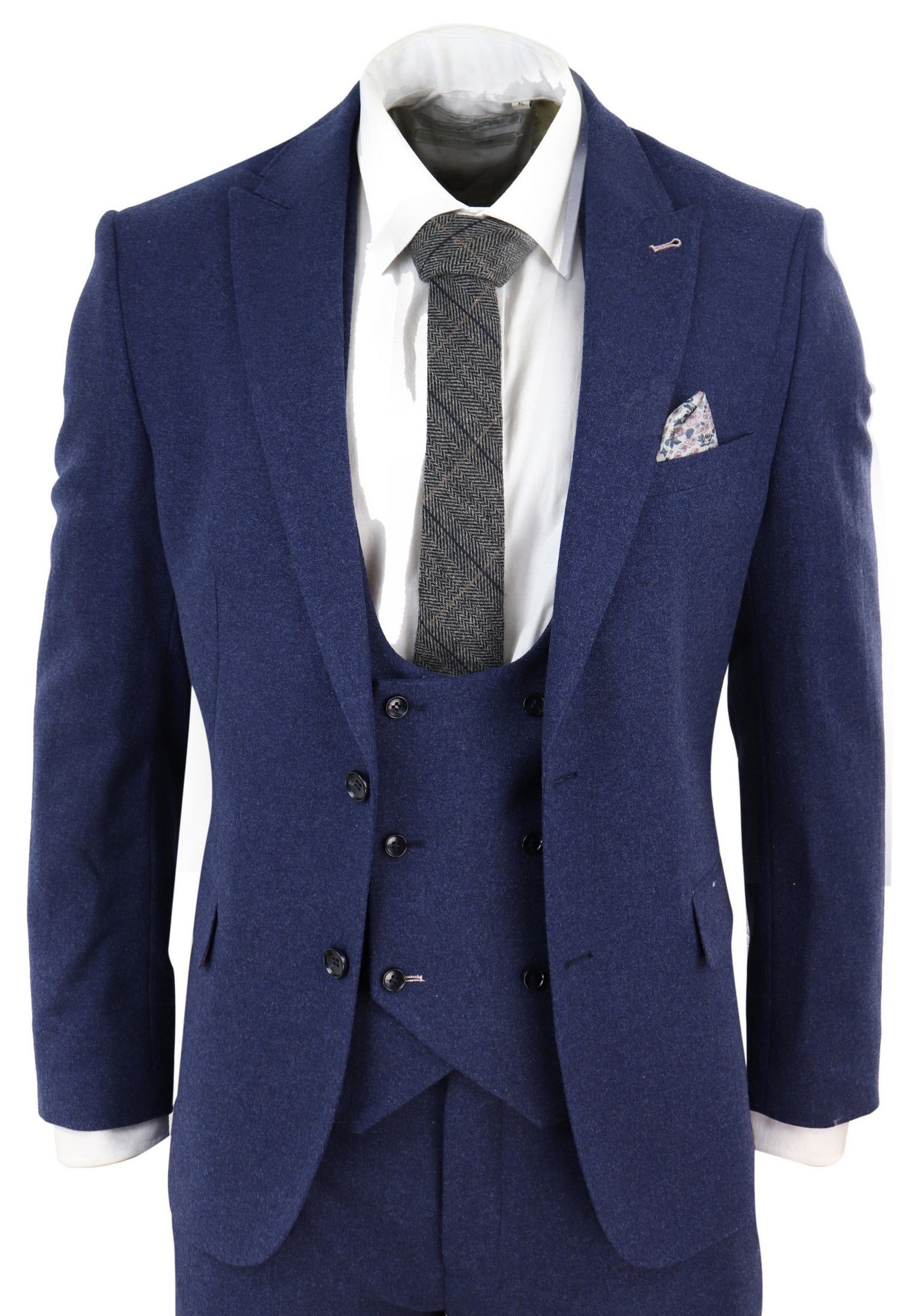 Men's Navy-Blue 3 Piece Wool Suit: Buy Online - Happy Gentleman