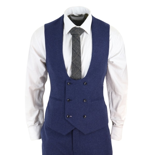 Men's Navy-Blue 3 Piece Wool Suit