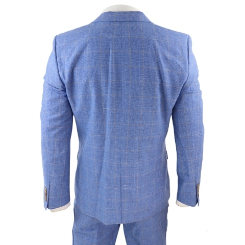 Men's Light Blue Linen 3 Piece Suit: Buy Online - Happy Gentleman