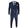 Mens Navy Blue Check 3 Piece Suit