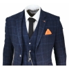 Mens Navy Blue Check 3 Piece Suit