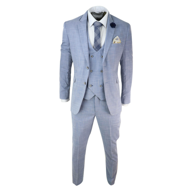 Mens Light Blue 3 Piece Suit: Buy Online - Happy Gentleman