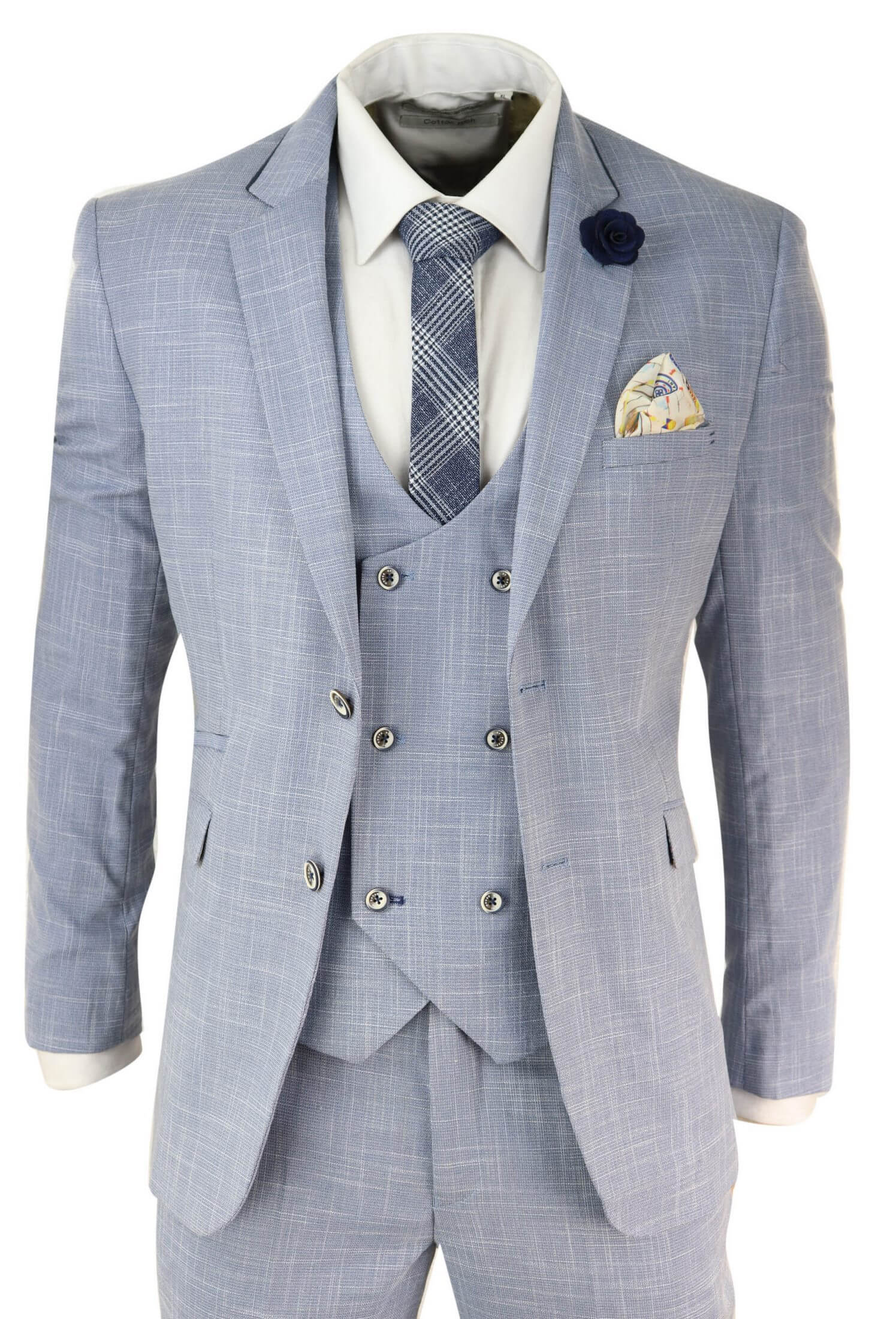 Mens Light Blue 3 Piece Suit: Buy Online - Happy Gentleman