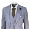 Mens Blue Check Light Summer Suit